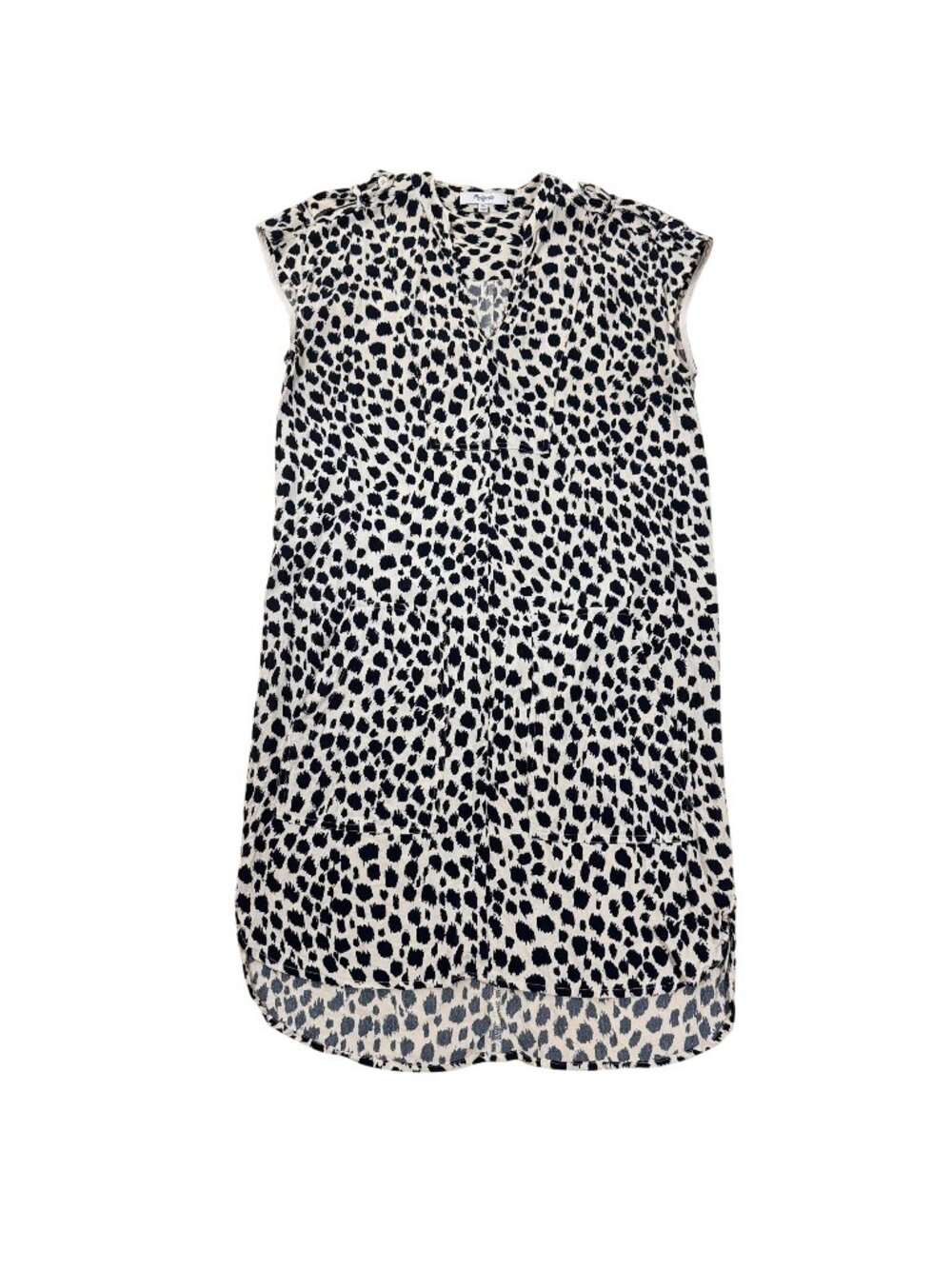 Madewell Women’s Cream‎ Black Animal Print V-Neck Sleeveless Tunic Dress XS